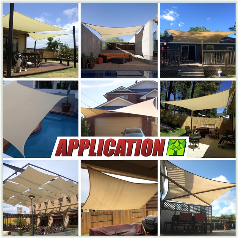 ColourTree 8' x 10' Beige Sun Shade Sail Rectangle CTSLR8 - Canopy Fabric Mesh UV Block UPF50 - Commercial Heavy Duty - 190 GSM - 3 Years Warranty (We Make Custom Size) - Image 3